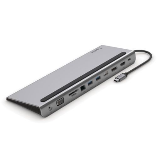 BELKIN USB-C 11-IN-1 Docking Station,Tripledisplay,HDMI,DP,VGA, SD, 85W PD, NO AC, 2YR