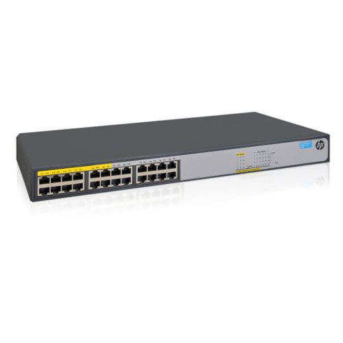 HP 1420-24G-POE+ (124W) Switch, 12 X GIG POE+ Ports + 12 X GIG Ports, Unmanaged, LIFE WTY