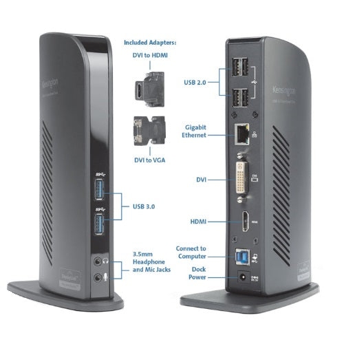 KENSINGTON SD3500 Docking Station, HDMI, DVI, VGA, USB-A(6),GbE(1), 2YR WTY