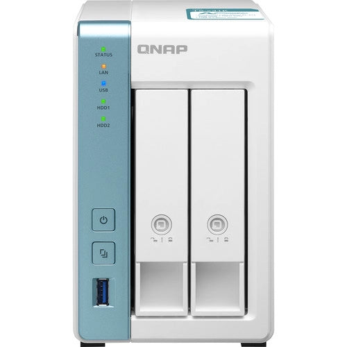 QNAP 2-Bay NAS (NO DISK), Alpine QC 1.7GHz, 1GB, GbE(2), USB, TWR, 2YR WTY