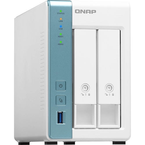 QNAP 2-Bay NAS (NO DISK), Alpine QC 1.7GHz, 1GB, GbE(2), USB, TWR, 2YR WTY