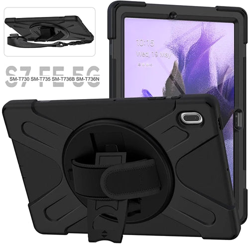 Rugged Case Hand & Shoulder Strap Galaxy Tab S7 FE 2021 12.4 SM-T730 T733 T736