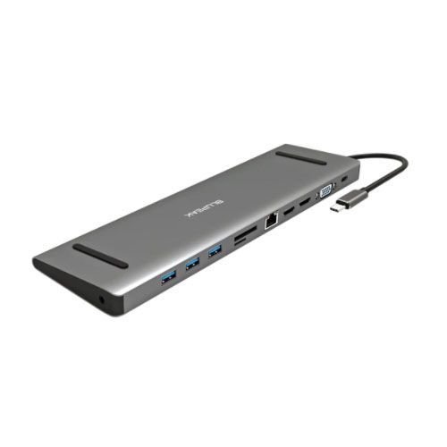 BLUPEAK USB-C Multi-Port Dock HDMI(2), USB3.0(3), VGA(1), GbE(1), SD, Audio, PD, 2YR WTY