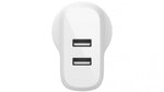 BELKIN 2 Port Wall Charger, 12W, USB-A (2), Boost Charge, White, 2YR WTY With $2500 CEW