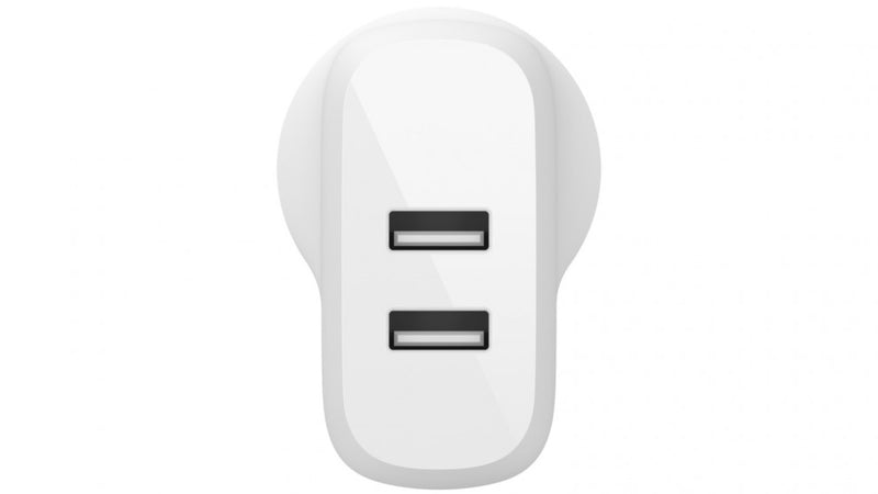 BELKIN 2 Port Wall Charger, 12W, USB-A (2), Boost Charge, White, 2YR WTY With $2500 CEW