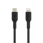 BELKIN 1M USB-C to Lightning Charge/SYNC Cable, MFi, Braided, Black, 2 YR