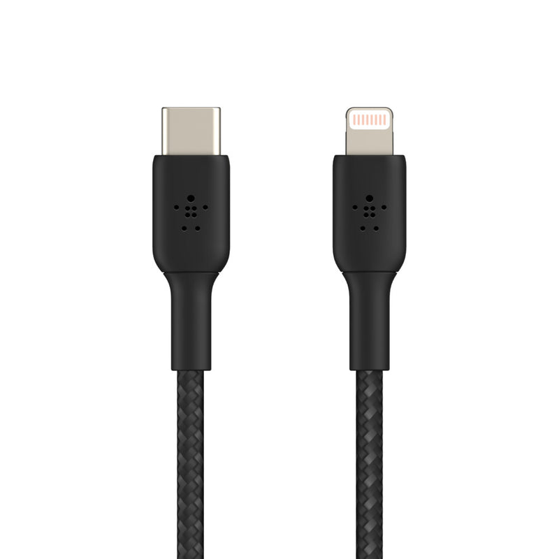 BELKIN 1M USB-C to Lightning Charge/SYNC Cable, MFi, Braided, Black, 2 YR