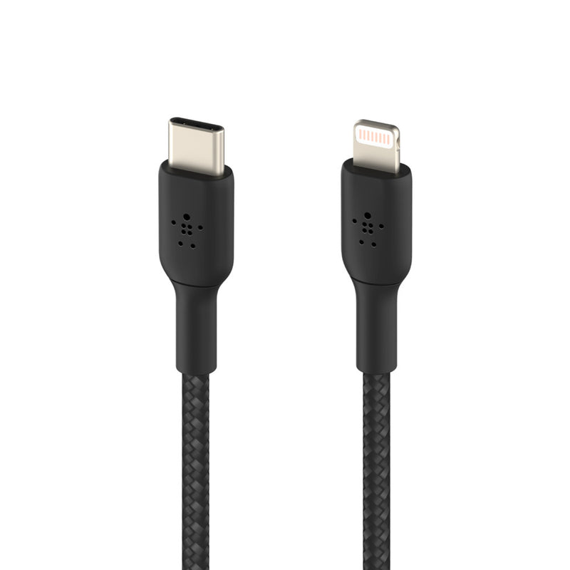 BELKIN 1M USB-C to Lightning Charge/SYNC Cable, MFi, Braided, Black, 2 YR