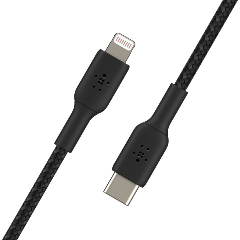 BELKIN 1M USB-C to Lightning Charge/SYNC Cable, MFi, Braided, Black, 2 YR